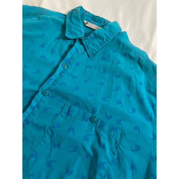 Columbia Sailfish Pattern Short Sleeve Button Up SZ XL - Picture 3 of 8